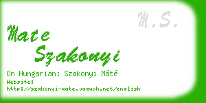 mate szakonyi business card